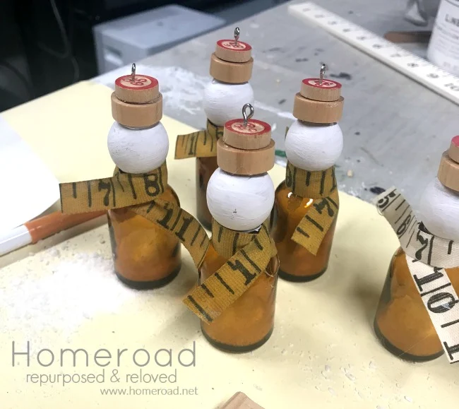 DIY Bottle Snowman Ornaments