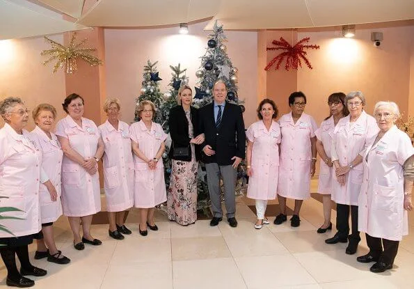 Princess Grace Hospital and presented the traditional Christmas gifts floral maxi belted dress. Peter Pilotto, Christian Dior