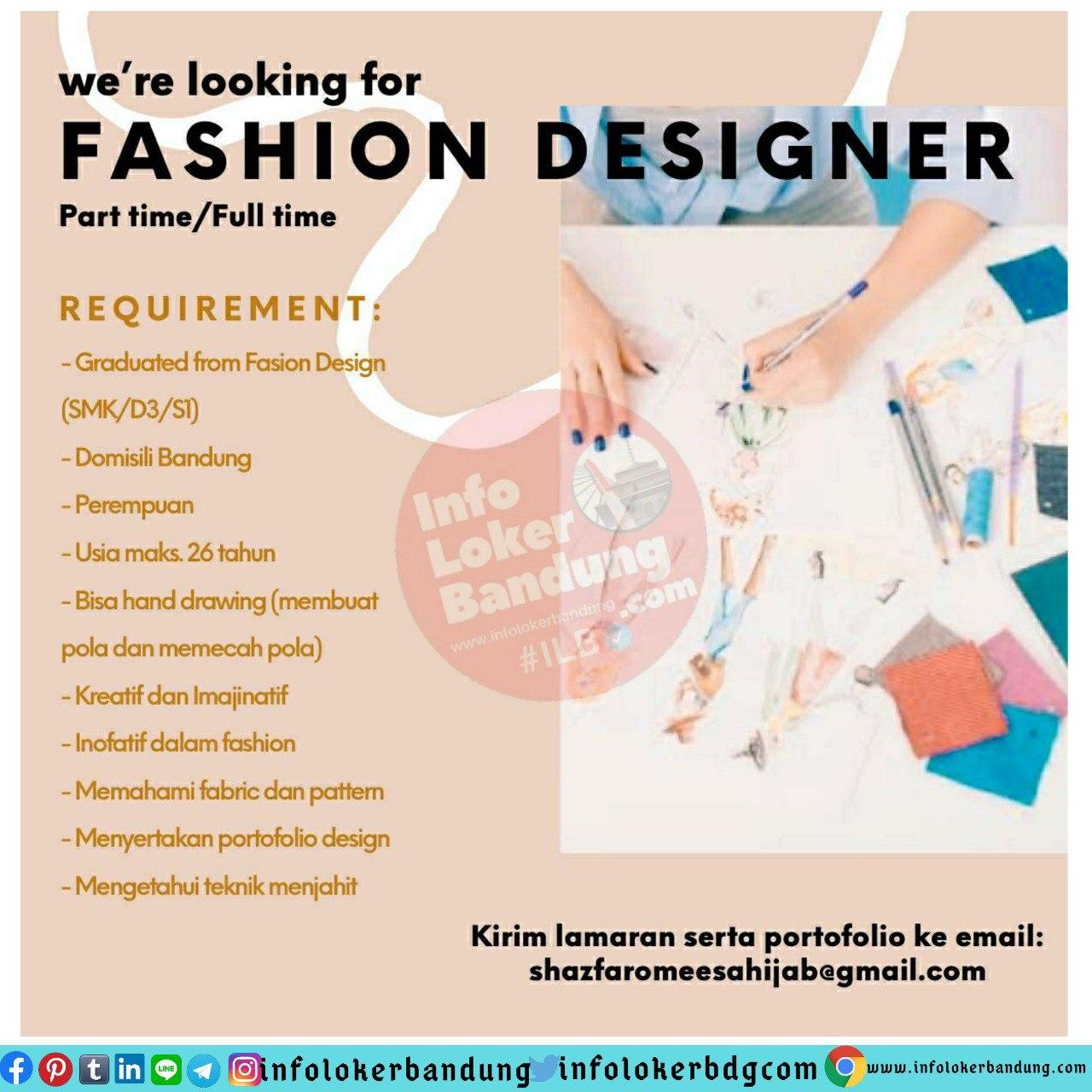 Lowongan Kerja Fashion Designer Shazfaromeesa Bandung Juni 2020 - Info