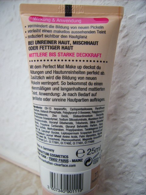 Manhattan Clearface Perfect Mat Make Up Rossmann Manhattan Clearface Perfect Mat Make up 77 Natural + Gewinnprodukte im