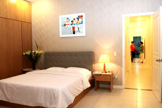 phòng ngủ căn hộ dịch vụ HAD 133C Nguyễn Đình Chính