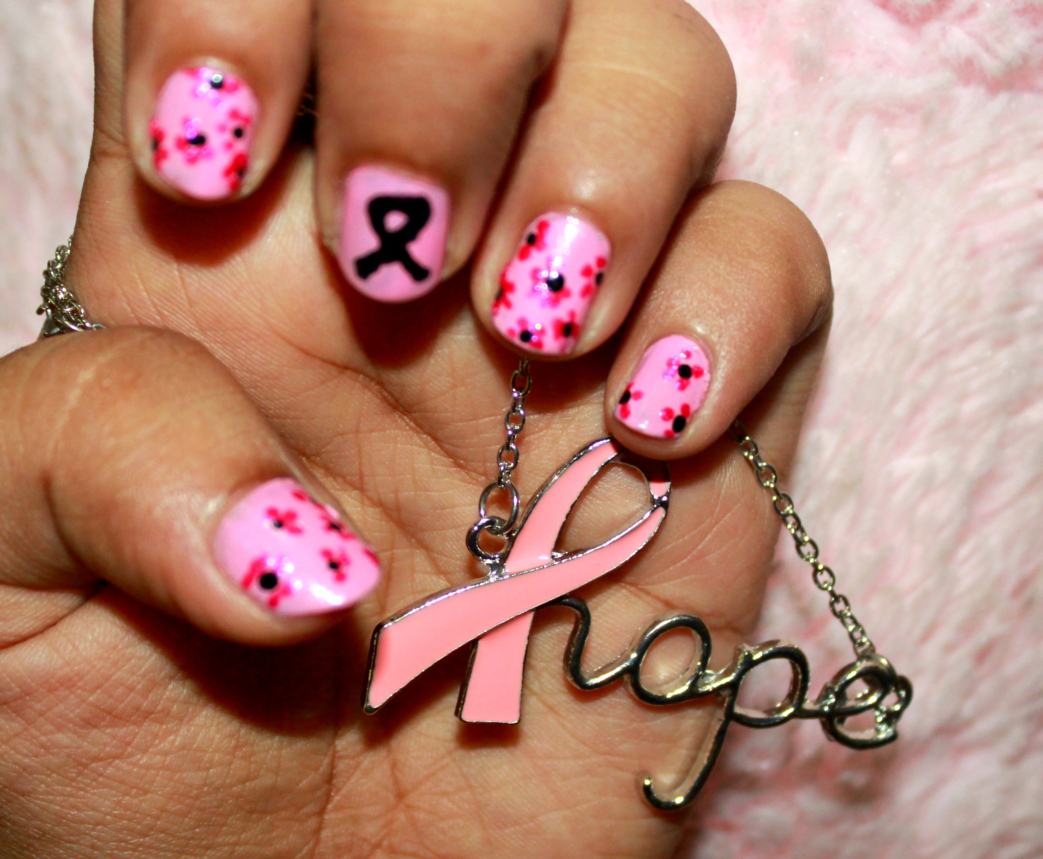 cancer ribbon nail art