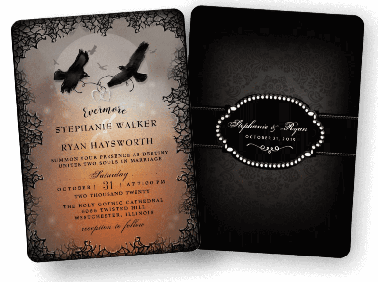 Halloween Ravens Evermore Custom Wedding Invitation