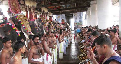 Panchavadyam during Arattu Festival at Koodalmanikyam Temple in Thrissur