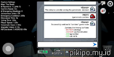 Cara Main Mode Zombie Among Us Skeld.net Server Switcher Android Dan PC