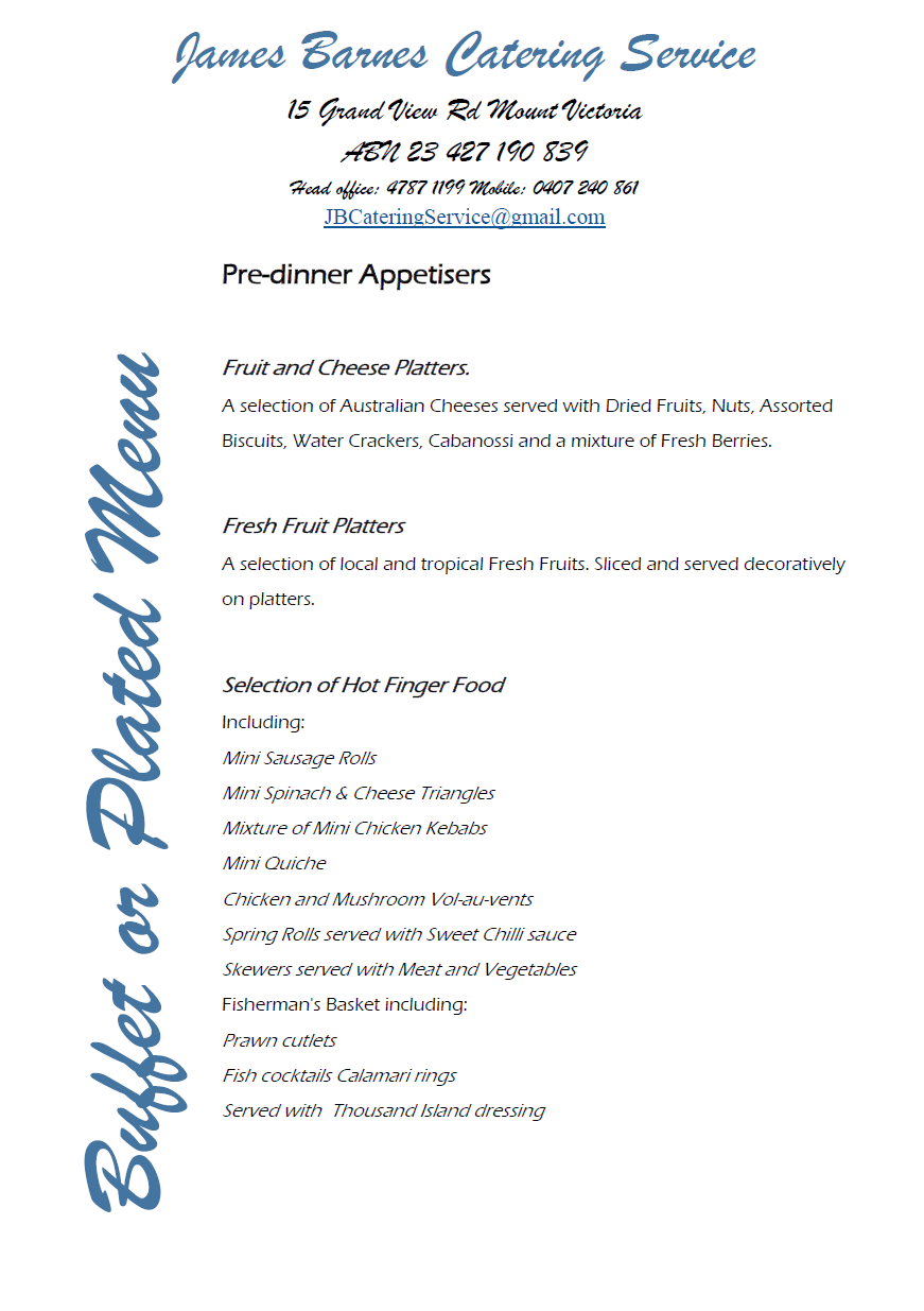 James Barnes Catering Service