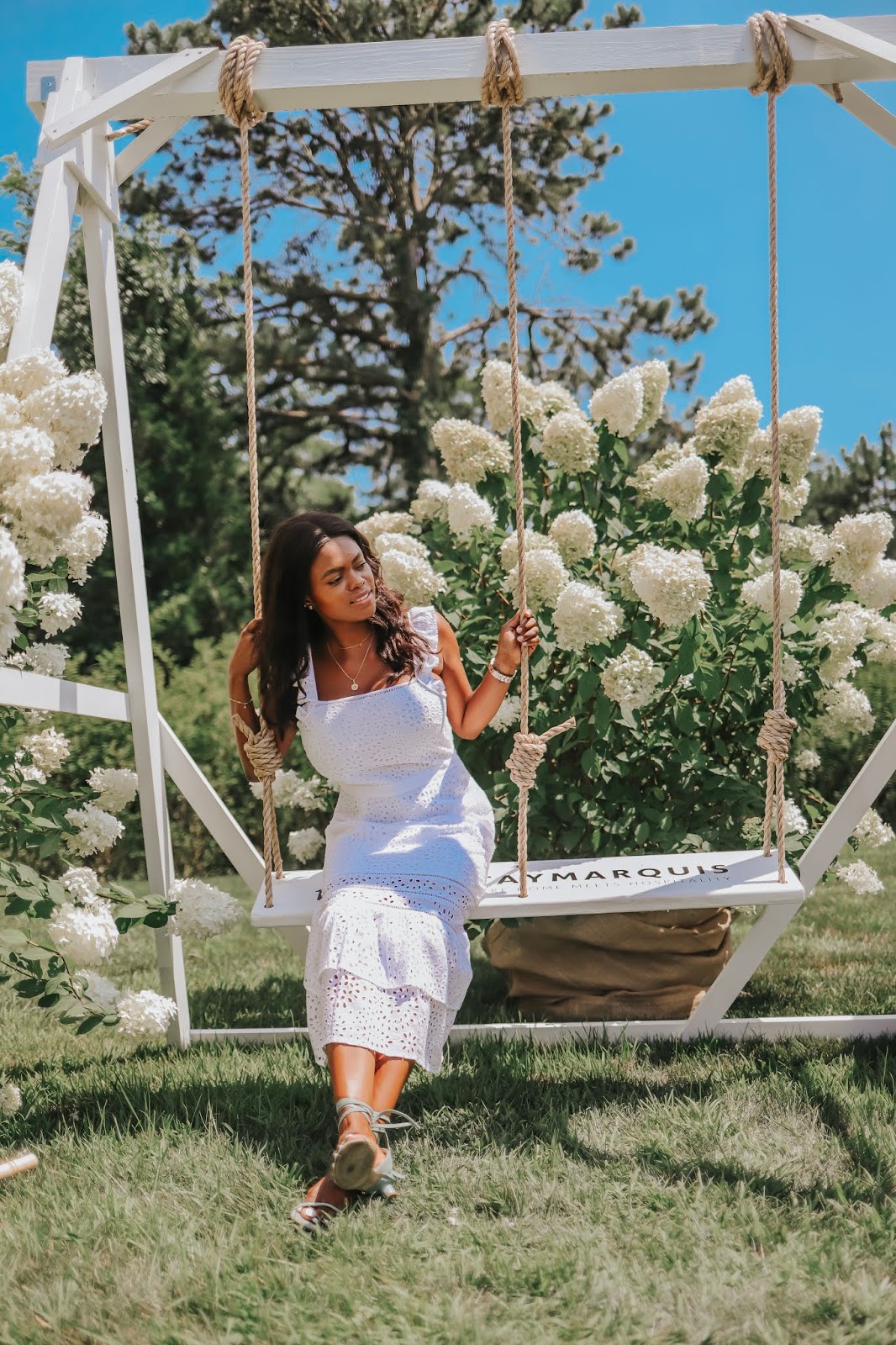 eyelet pinafore dress