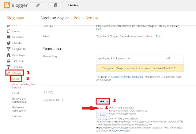 Cara mengaktifkan merubah HTTPS di blogspot plaform blogger Cara mengaktifkan merubah HTTPS di blogspot plaform blogger