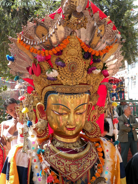 Bejeweled image of Buddhist deity, Samyak festival, Patan, Nepal 