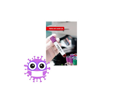 Omslagsbild på Fakta om Covid 19 med ett tecknat virus med munskydd vid sidan