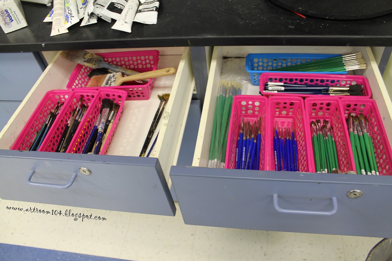 Art Room 104 Paint Brush Organization and a Change for Elementary Art Jobs