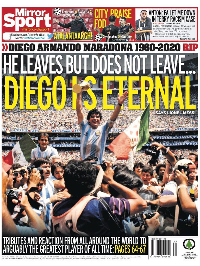 https://www.notasrosas.com/Muerte de Maradona genera reacciones en diarios y revistas del mundo