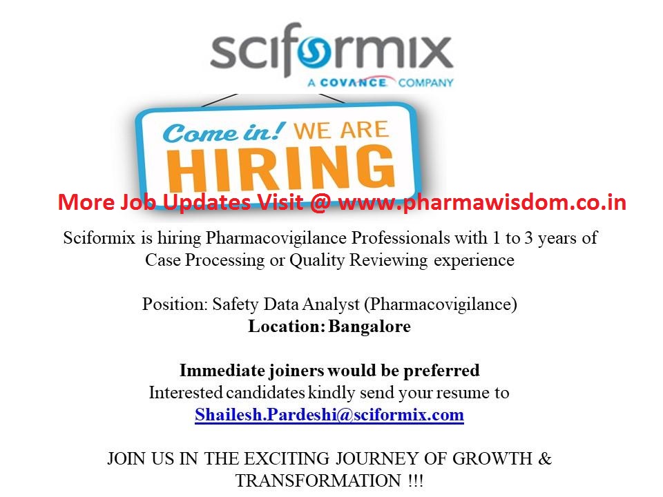 Sciformix Hiring Pharmacovigilance Professionals PHARMA WISDOM