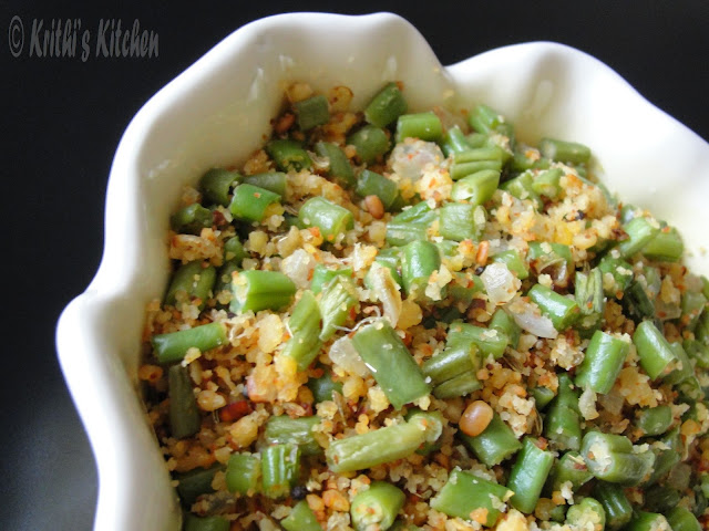 Krithi's Kitchen: Beans Paruppu Usili