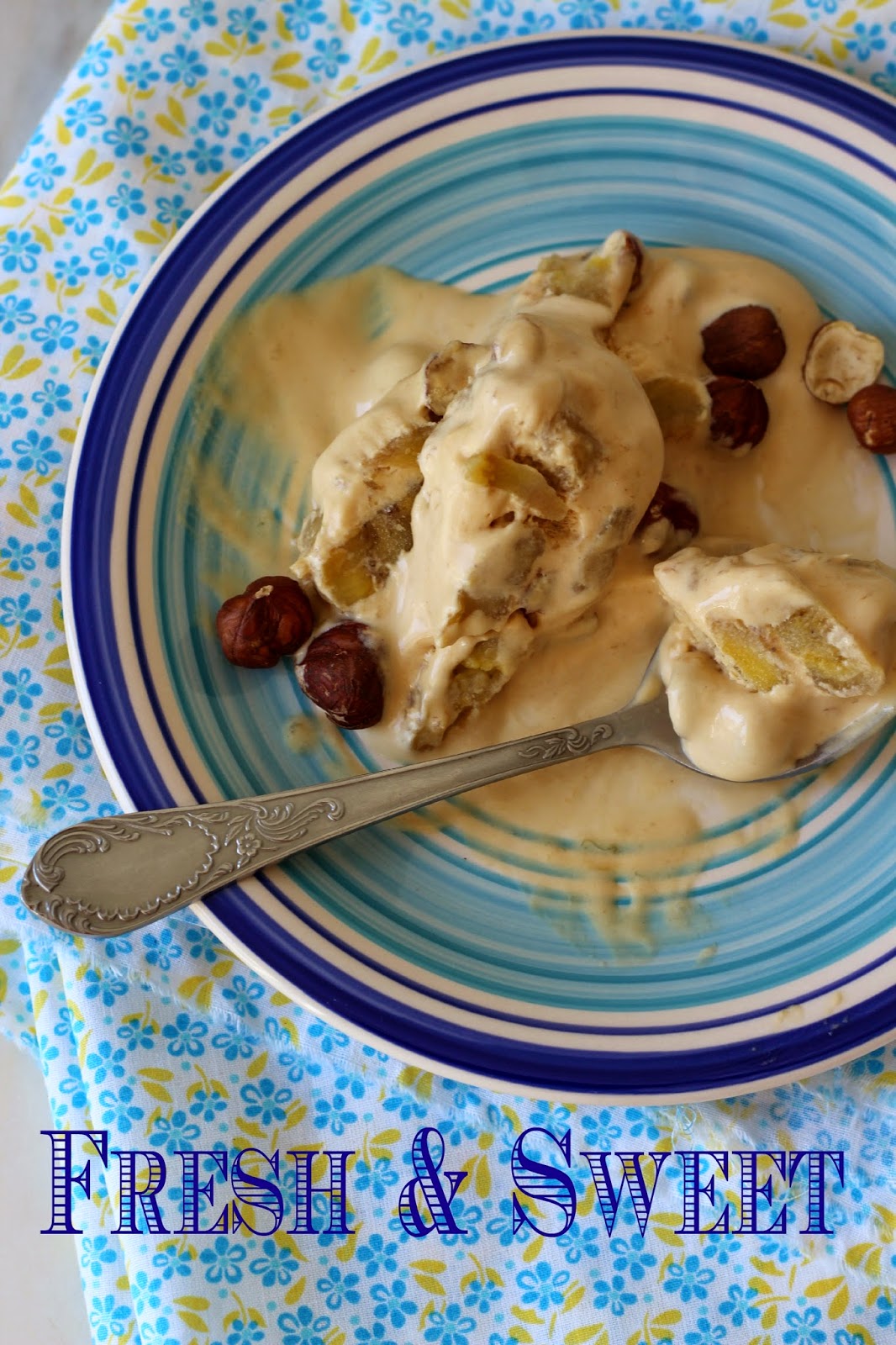 Gelado de banana caramelizada e avelãs Dona Delicia