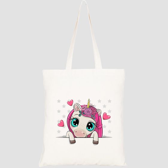 TÚI VẢI TOTE CANVAS IN HÌNH CUTE CARTOON UNICORN HOLDING PLACARD HT504 – HTFASHION