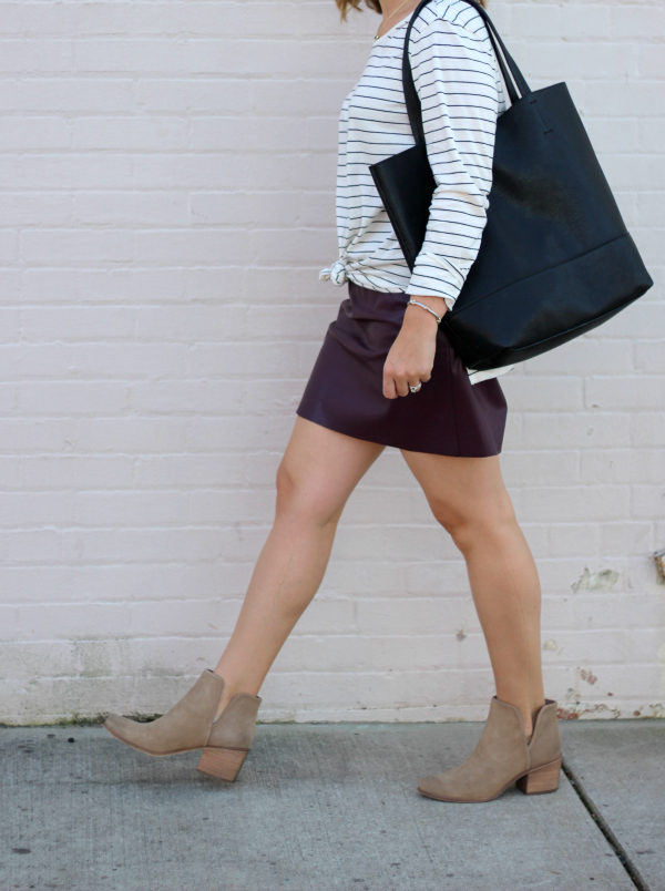 happiness boutique, fall style, how to style faux leather, north carolina blogger, mom style