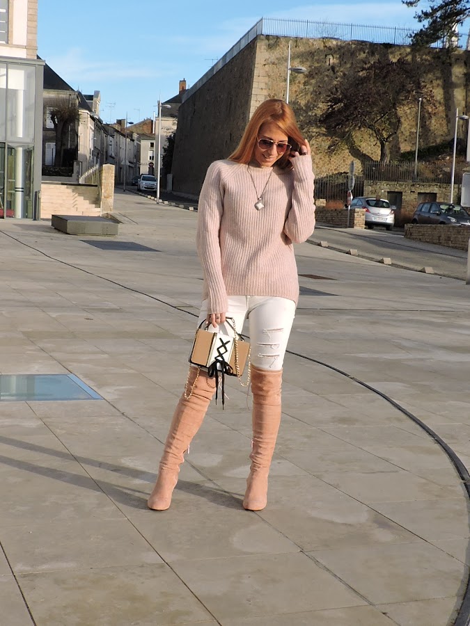 the pink over knee boots