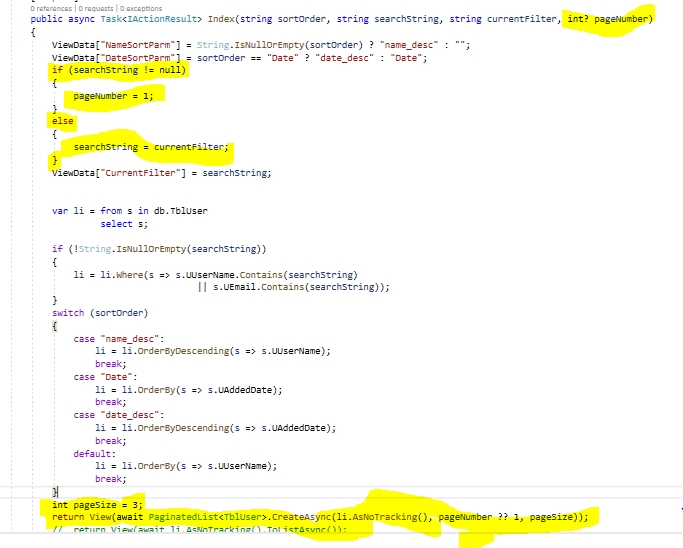 Microsoft Technologies How to implement pagination in