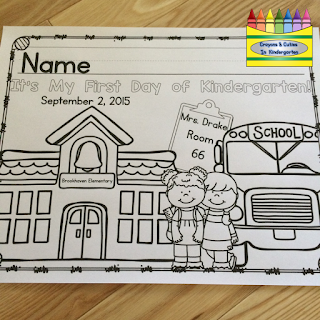 Crayons & Cuties In Kindergarten: First Day of School Coloring Page