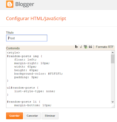 Como insertar un Random post en Blogger
