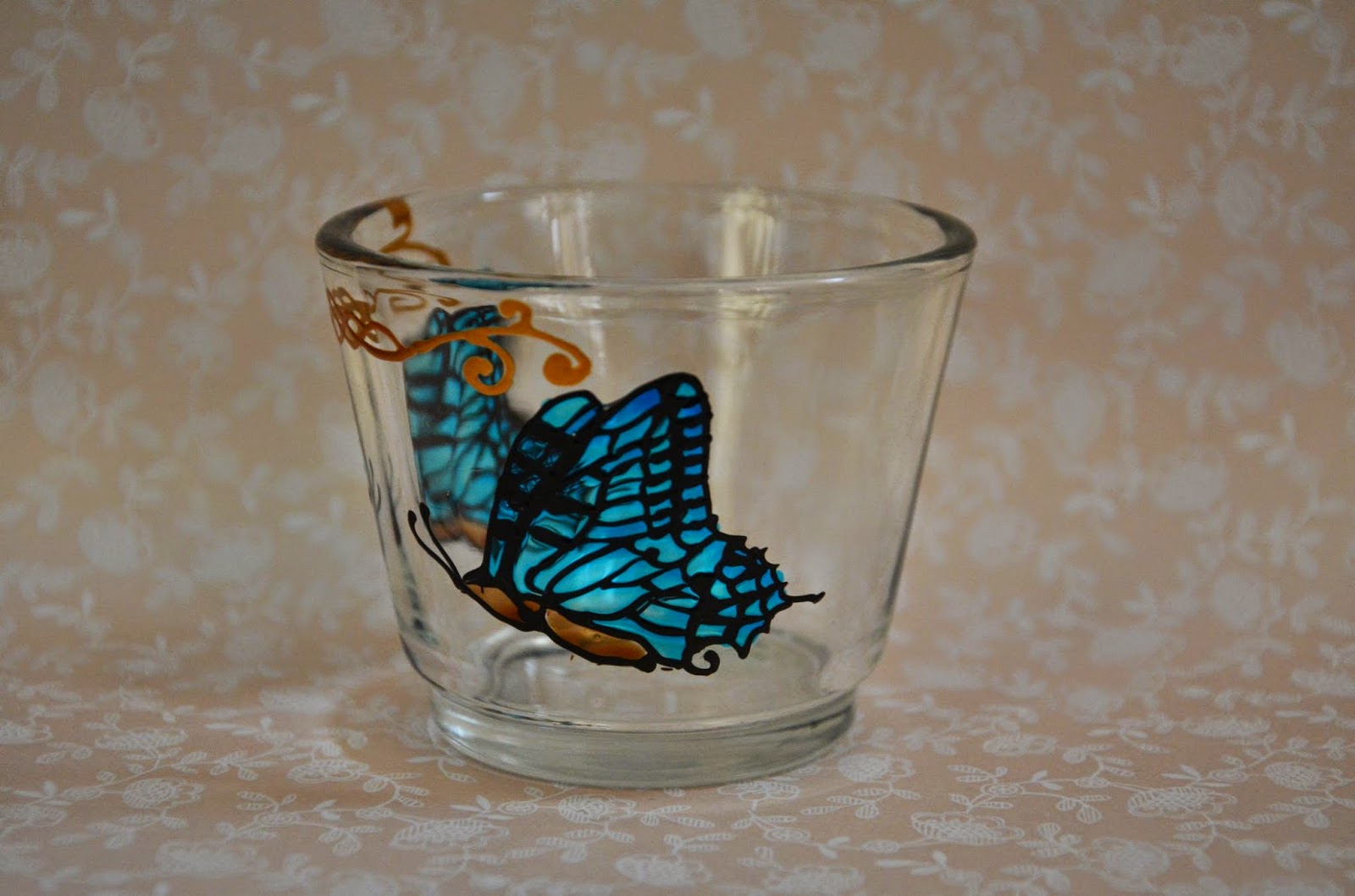 Quilling Lady Candle holders blue butterflies