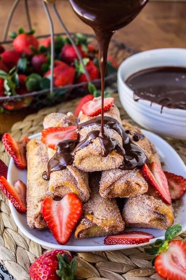 Banana Churros with Chocolate Peanut Butter Sauce