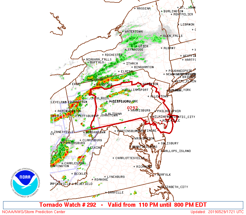 The EDGE Weather Map of Tornado Watch Area and Counties Included in the Tornado Watch...
