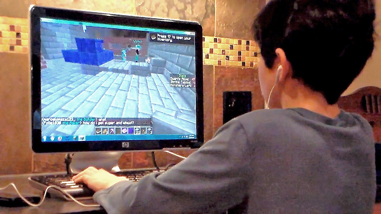 boy playing minecraft