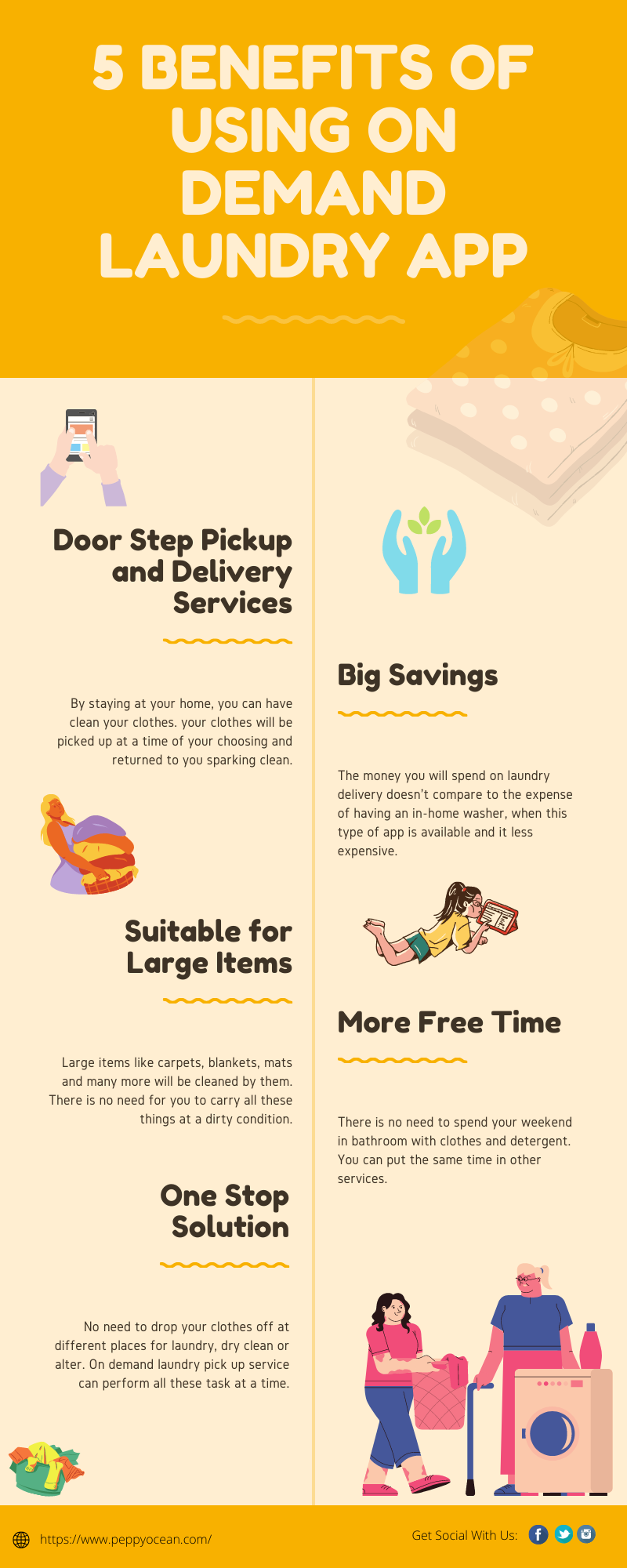 5 benefits of using on demand laundry app #infographic