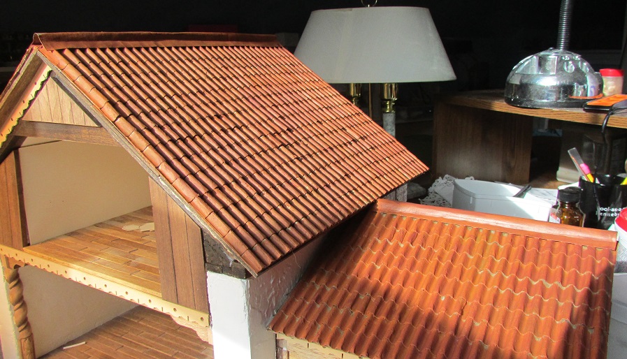 My One Inch World Half Inch Scale Miniature Tile Roof from Corrugated