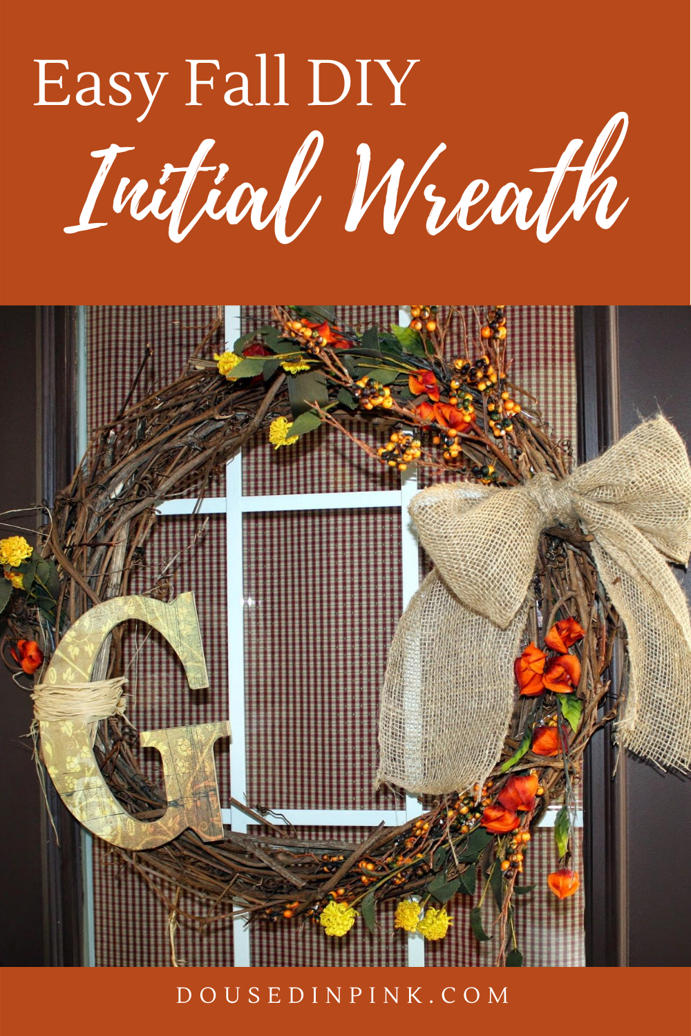 easy fall diy initial wreath