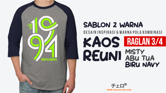 desain kaos reuni pola kombinasi raglan