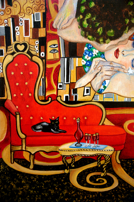 His Kiss Gold Leaf Oil Painting Inspired By The Kiss By Gustav