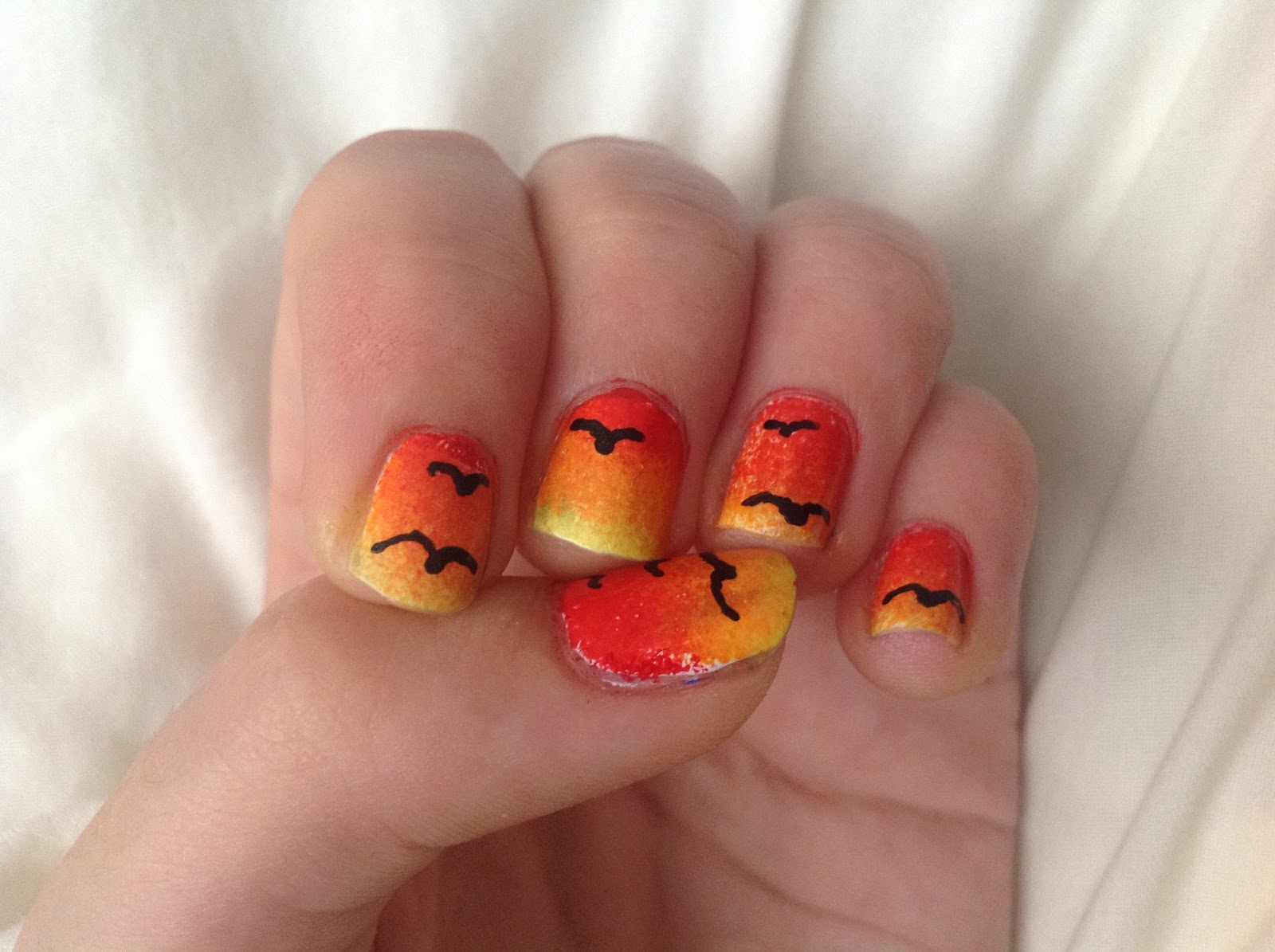 9. Sunset silhouette nail art - wide 8