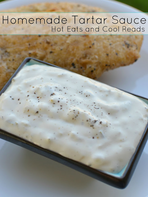 Skip the store bought stuff and make your own! Ready in less than 5 minutes and SO tasty! Homemade Tartar Sauce Recipe from Hot Eats and Cool Reads