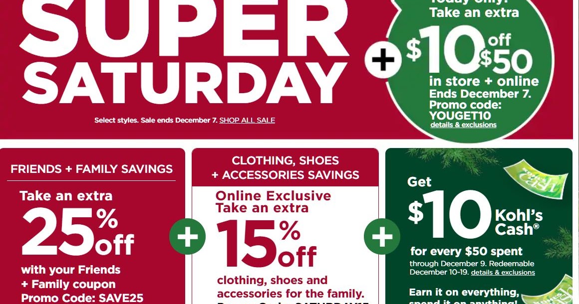 Kohl's Stacking Coupon Codes Valid Today: 25% off Entire Purchase + $10 ...