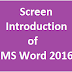 Screen Introduction of MS Word 2016 in Urdu