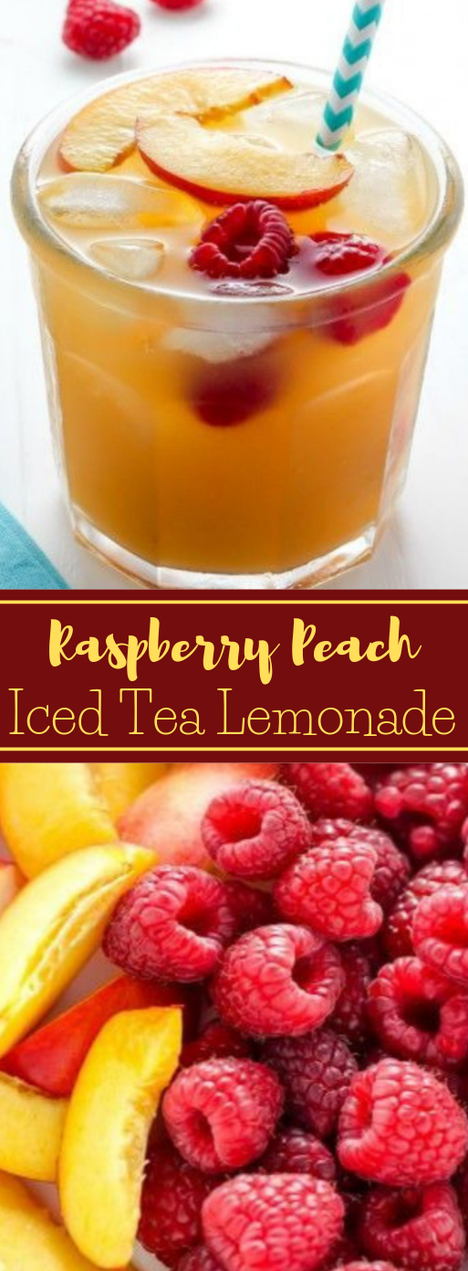 Raspberry Peach Iced Tea Lemonade #lemonade #smoothie #drink #peach #summer
