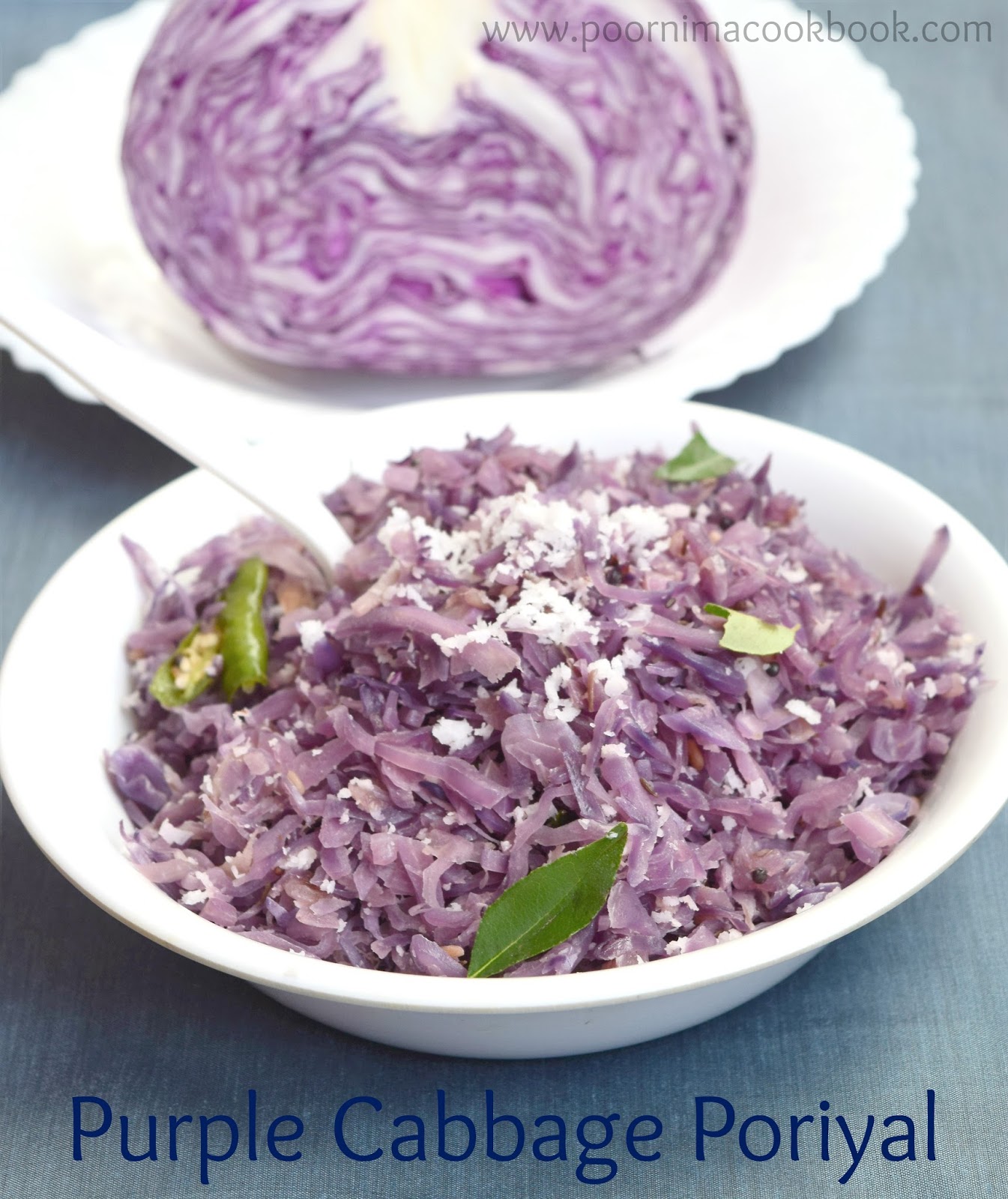 Poornima's Cook Book Purple Cabbage Poriyal / Purple Cabbage Stir fry South Indian Style