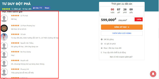 Đánh giá của học viên khi học xong khóa học share by Trần Quyền Linh