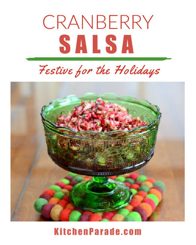 Cranberry Salsa ♥ KitchenParade.com, raw cranberries plus an explosion of seasonal flavors for a Christmas salsa vibe. Weight Watchers Friendly. Vegan. Gluten Free.