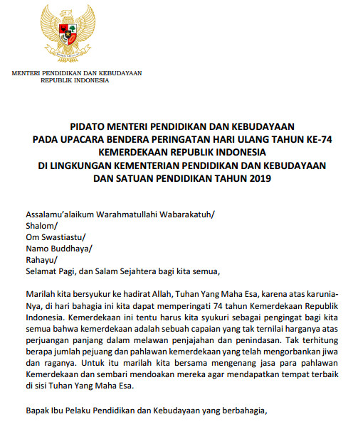 Pidato singkat hari kemerdekaan