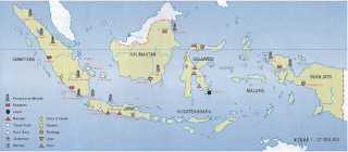 Peta persebaran bahan galian tambang di Indonesia (Sumber: Atlas Indonesia, Dunia & Budaya, Depdikbud)