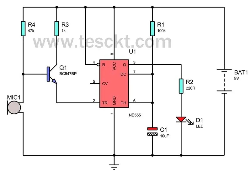 clap switch circuit using 555