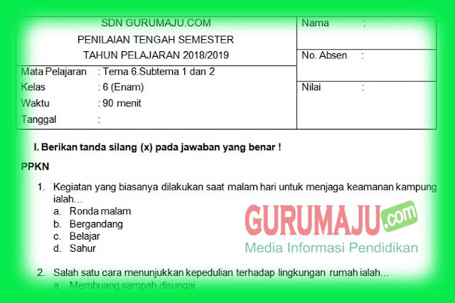 Latihan Soal PTS Kelas 6 Semester 2 K13: Persiapan Optimal