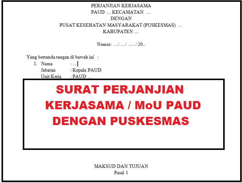 Contoh Surat Perjanjian Kerjasama Atau MoU Lembaga PAUD ...