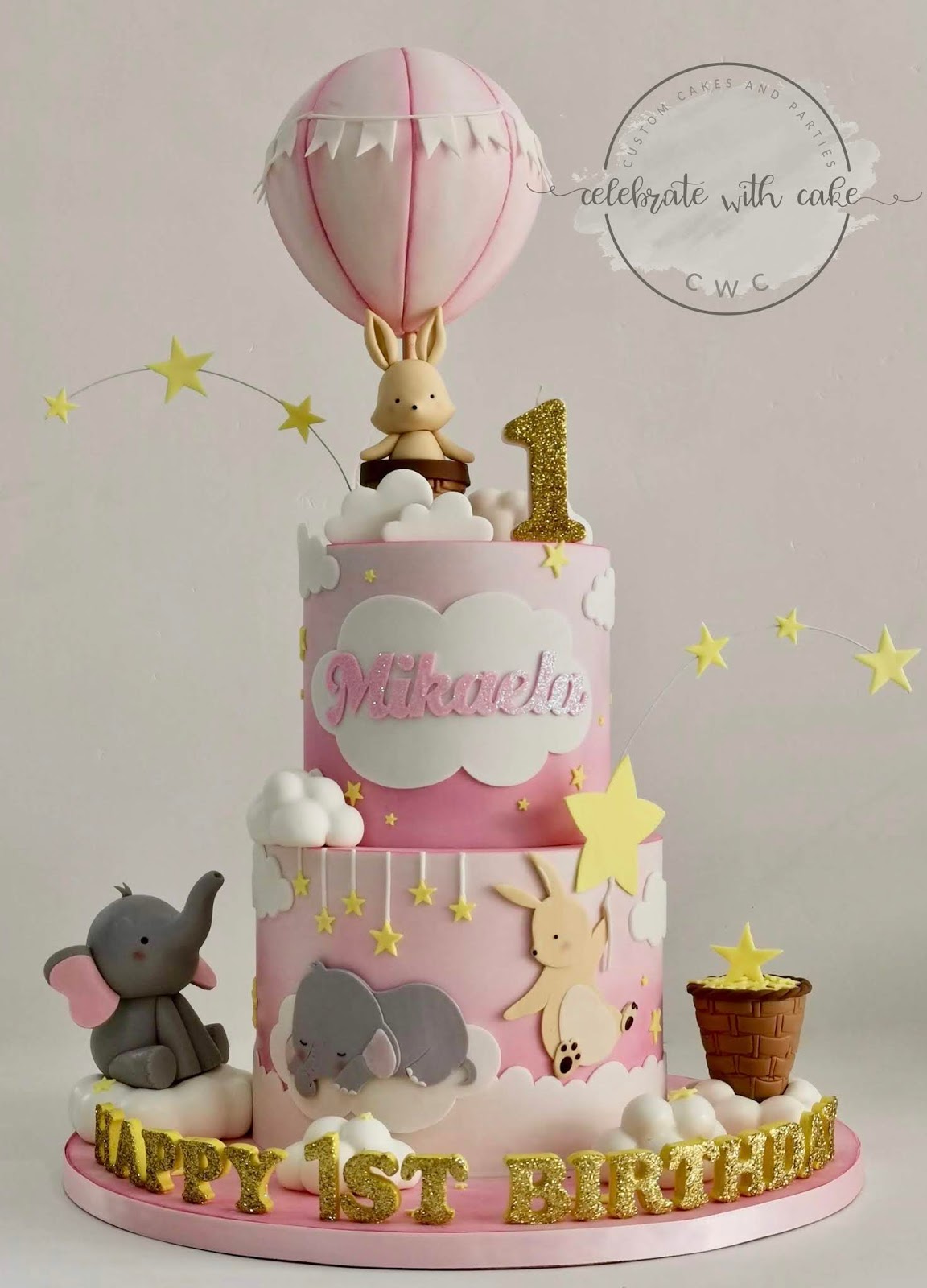 Celebrate with Cake! Dreamy animals 1st birthday 2 tier Cake