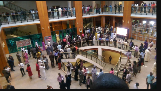 Nigerians at the National Assembly lobby