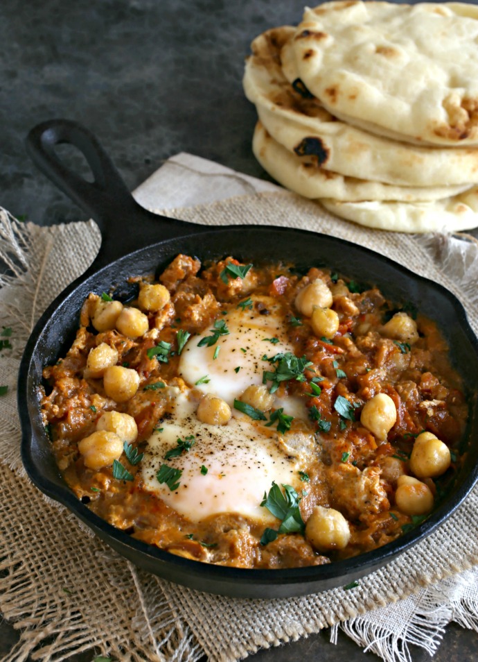 Hungry Couple Crispy Chickpea and Egg Shakshuka